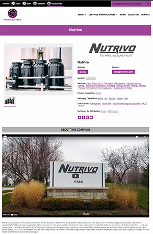 Nutrivo Informed Manufacturer Profile